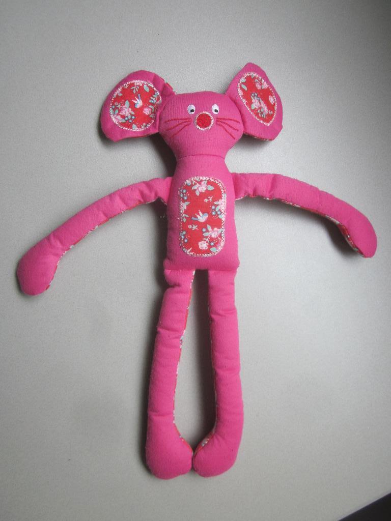 Hema roze jersey slungel muis knuffel bloemetjes rugpand, Ophalen of Verzenden, Zo goed als nieuw, Overige typen