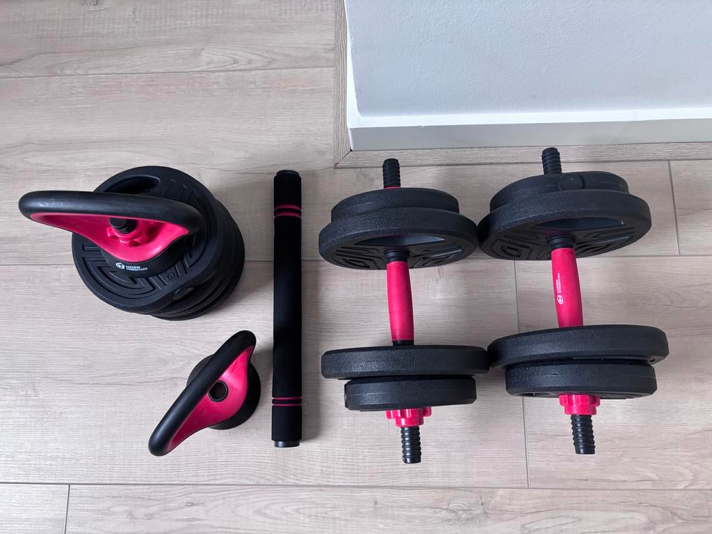 Verstelbare Dumbbell & Kettlebell 5-in1 Set - 20kg, Ophalen, Zo goed als nieuw, Armen, Dumbbell