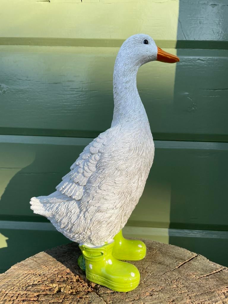 Gans groene regenlaarsjes beeld tuin vijver zwembad boer, Ophalen of Verzenden, Nieuw, Kunststof, Dierenbeeld
