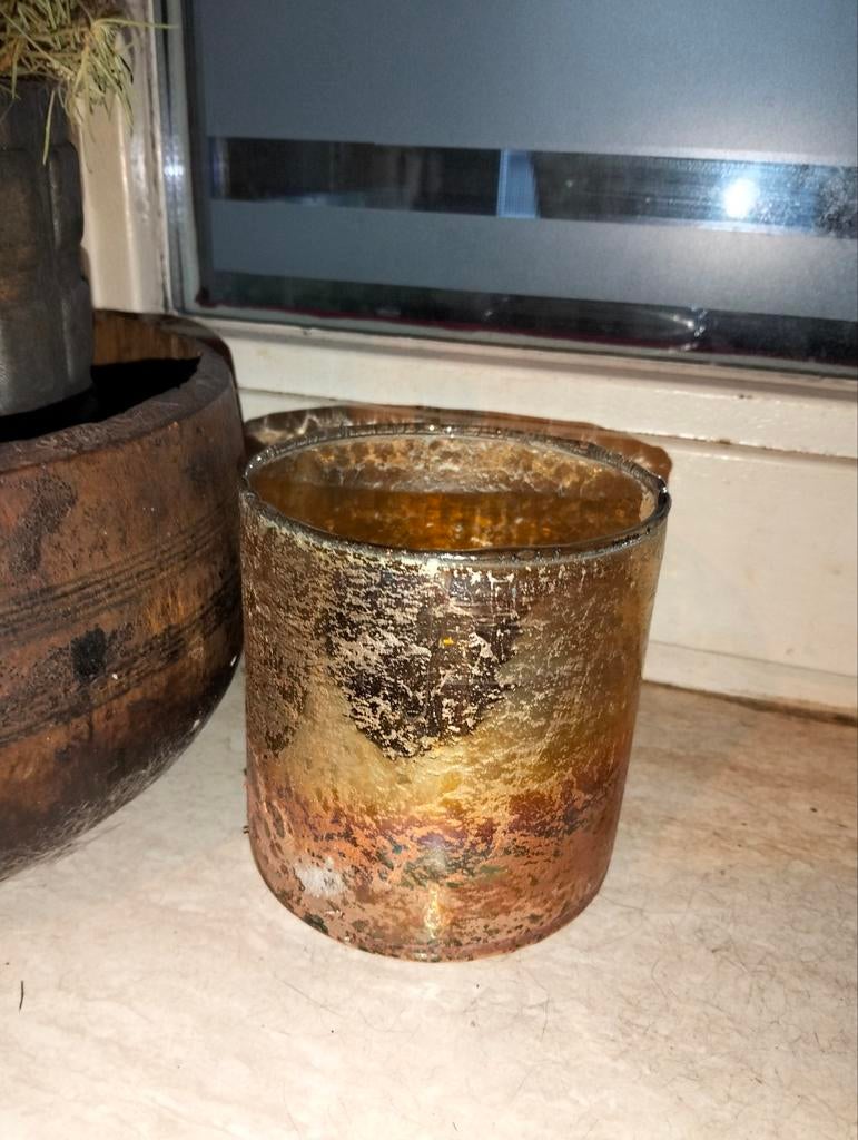 Mooi brocante waxine glas glaasje kandelaar, Antiek en Kunst, Ophalen of Verzenden