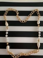 Vintage ketting met parels en goudkleurige schakels, Sieraden, Tassen en Uiterlijk, Armbanden, Ophalen of Verzenden, Gebruikt
