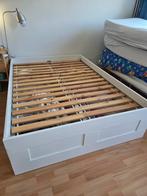 Brimnes bed 140x200 met lattenbodem en lades, Ophalen, Wit, Tweepersoons, 140 cm