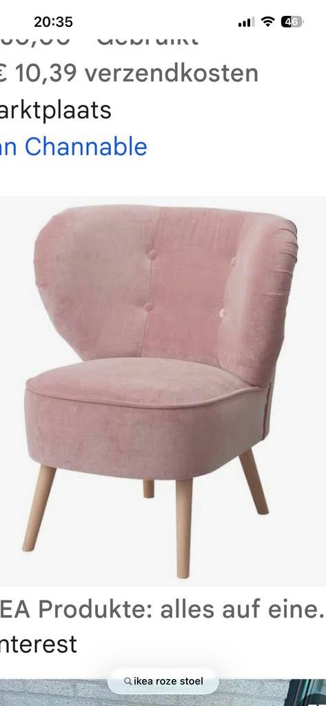 IKEA Roze Stoel - Comfortabele Fauteuil, Gebruikt, Overige kleuren, Ophalen of Verzenden, Eén