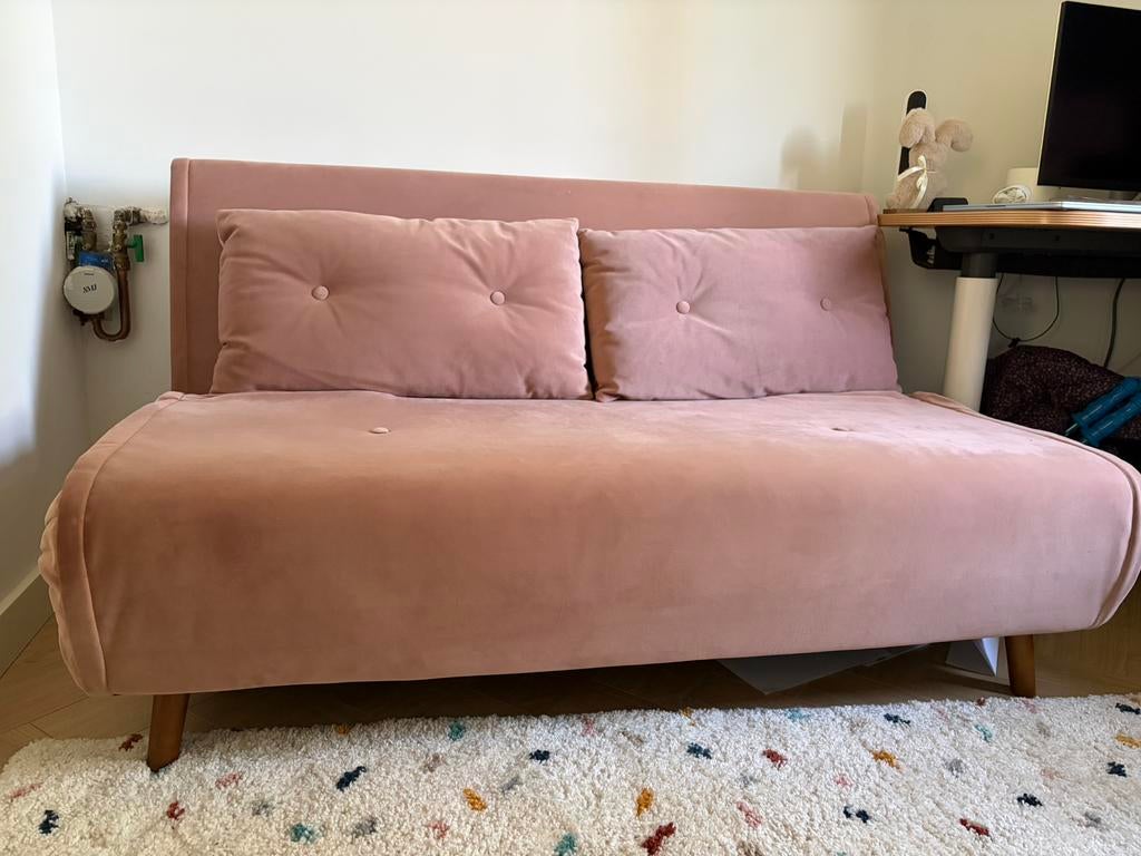 Velvet slaapbank 143x188.5 MADEcom – inclusief extra matras, Ophalen, Tweepersoons, 140 cm, Zo goed als nieuw