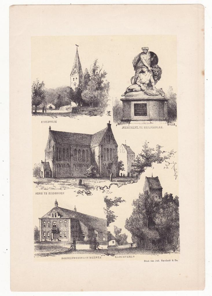 Schildwolde Heiligerlee Zuidbroek Beertha Slochteren litho, Gebruikt, Verzenden, Gebouw, Voor 1940