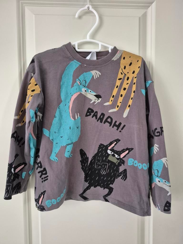 Zara longsleeve shirt grijs dieren brullen 110, Ophalen of Verzenden, Zo goed als nieuw, Zara, Shirt of Longsleeve
