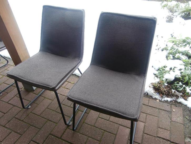 4 stoelen van Life Style Home Collection, Huis en Inrichting, Stoelen, Zo goed als nieuw, Vier, Hout, Leer, Metaal, Stof, Bruin