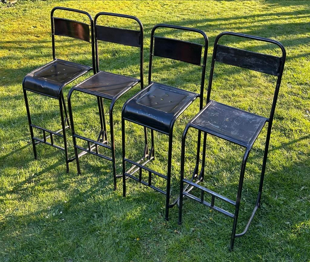 Vintage Industriële IJzeren Barkrukken - Sissy Boy Design, Ophalen, Gebruikt, Met voetsteun, 90 cm of meer