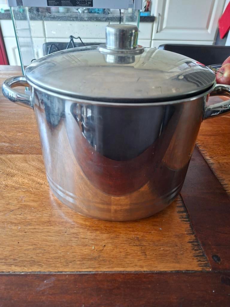 Pan 10 liter, Ophalen of Verzenden, Zo goed als nieuw, Rvs, Kookpan of Snelkookpan