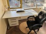 Complete bureauset: in hoogte verstelbare tafel, stoel, lamp, Huis en Inrichting, Bureaus, Ophalen, In hoogte verstelbaar, Gebruikt