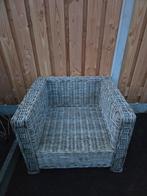 2 gevlochten rieten tuinstoelen, Ophalen of Verzenden, Gebruikt, Rotan