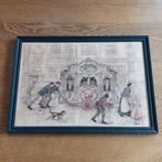 Ingelijste prent Anton Pieck – Draaiorgel, Gebruikt, 1980 tot heden, Ophalen of Verzenden, Prent