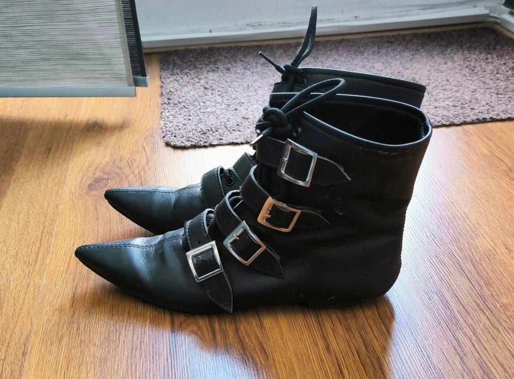 Gothpikes - Winklepickers - Pikes - Maat 38 - Goth - Gothic, Zwart, Lage of Enkellaarzen, Ophalen of Verzenden, Gedragen