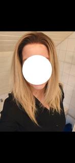 Z.G.A.N. Pruik Echt Haar met Frontlace - Blond, Sieraden, Tassen en Uiterlijk, Ophalen of Verzenden, Zo goed als nieuw, Pruik of Haarverlenging