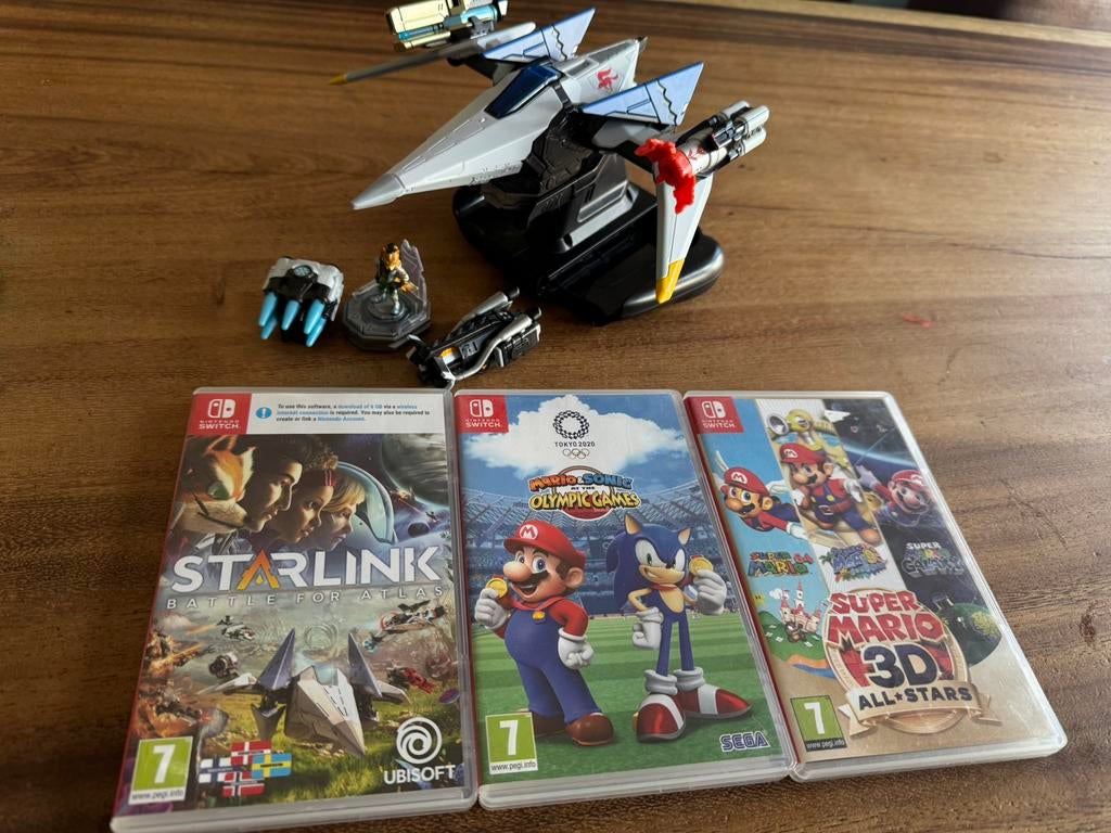 3 nintendo switch spellen mario all stars olympics starlink, Ophalen, Zo goed als nieuw, Met 2 controllers