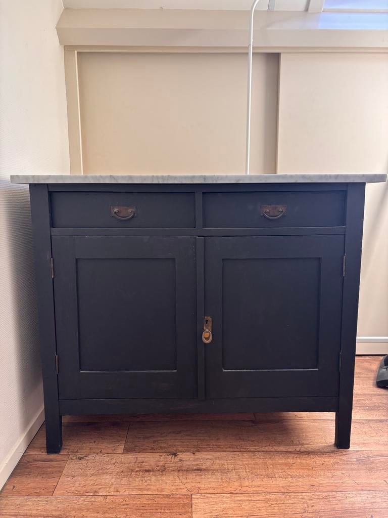 Antiek kastje met marmerenblad, Ophalen, 50 tot 70 cm, 100 cm of meer, Zo goed als nieuw