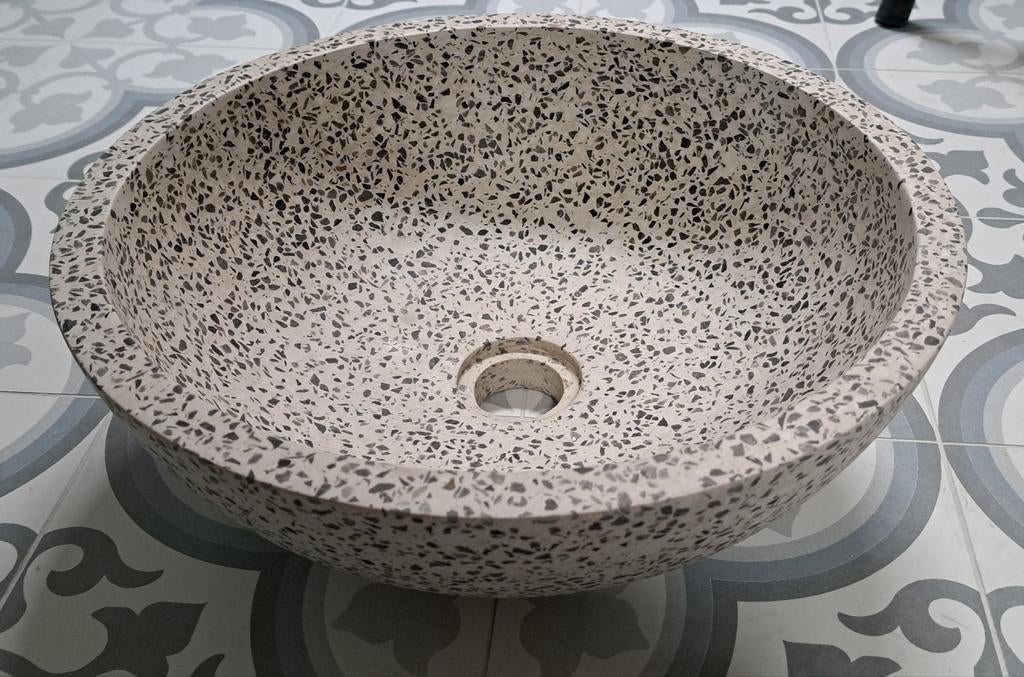 Prachtige terrazzo opzetwaskom 2x NIEUW IN VERPAKKING, Ophalen of Verzenden, Nieuw, Wit