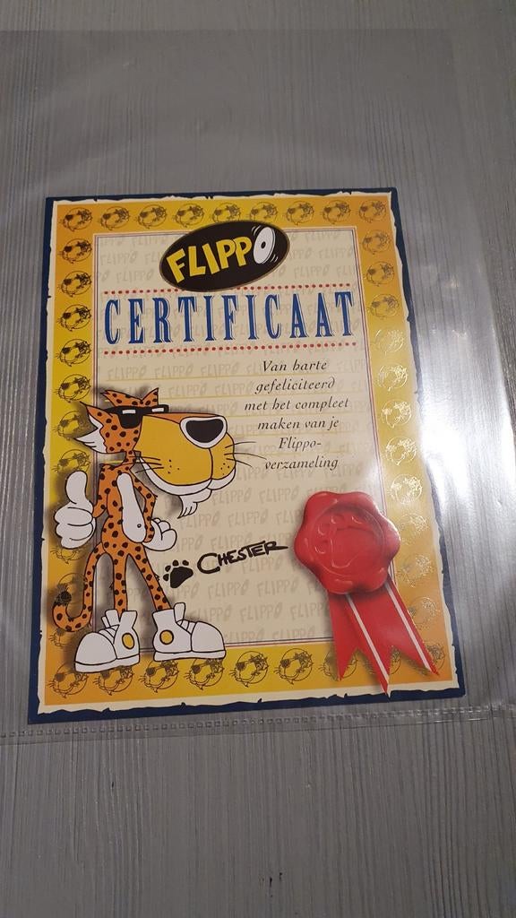 Flippo Certificaat rare item Chester Cheetos Smiths Lays Loo, Verzamelen, Flippo's, Ophalen of Verzenden