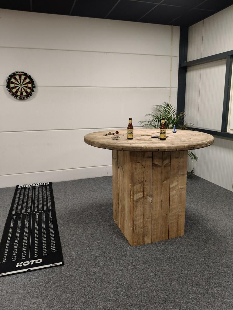 Steigerhouten statafel / bartafel voor cafe of keet, Ophalen, Gebruikt