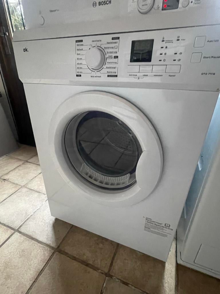 OK wasdroger met luchtafvoer - Goede staat, Ophalen, 6 tot 8 kg, Gebruikt, Luchtafvoer