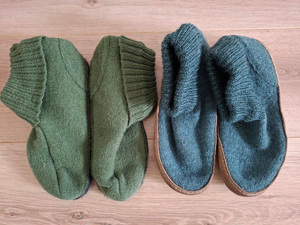 Bergstein sloffen groen en petrol, maat 36-37, Bergstein, Ophalen of Verzenden, Pantoffels of Sloffen, Gedragen