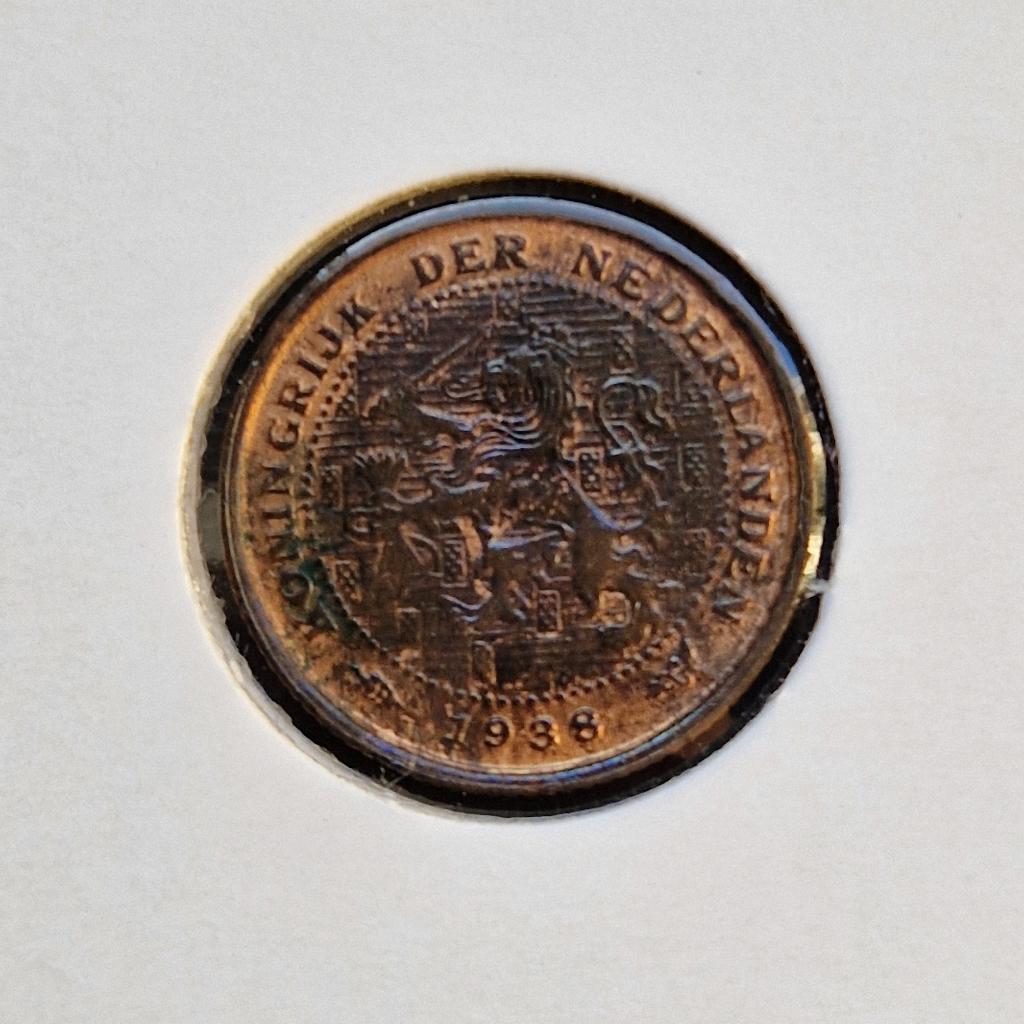 Halve cent 1938 Wilhelmina, Postzegels en Munten, Munten | Nederland, Ophalen of Verzenden, Koningin Wilhelmina, Overige waardes