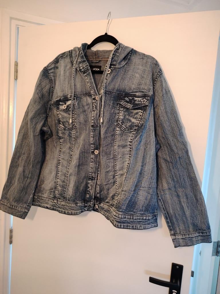 Spijkerjasje met capuchon zgan mt 50, Ophalen of Verzenden, Zo goed als nieuw, Blauw, Jasje of Colbert