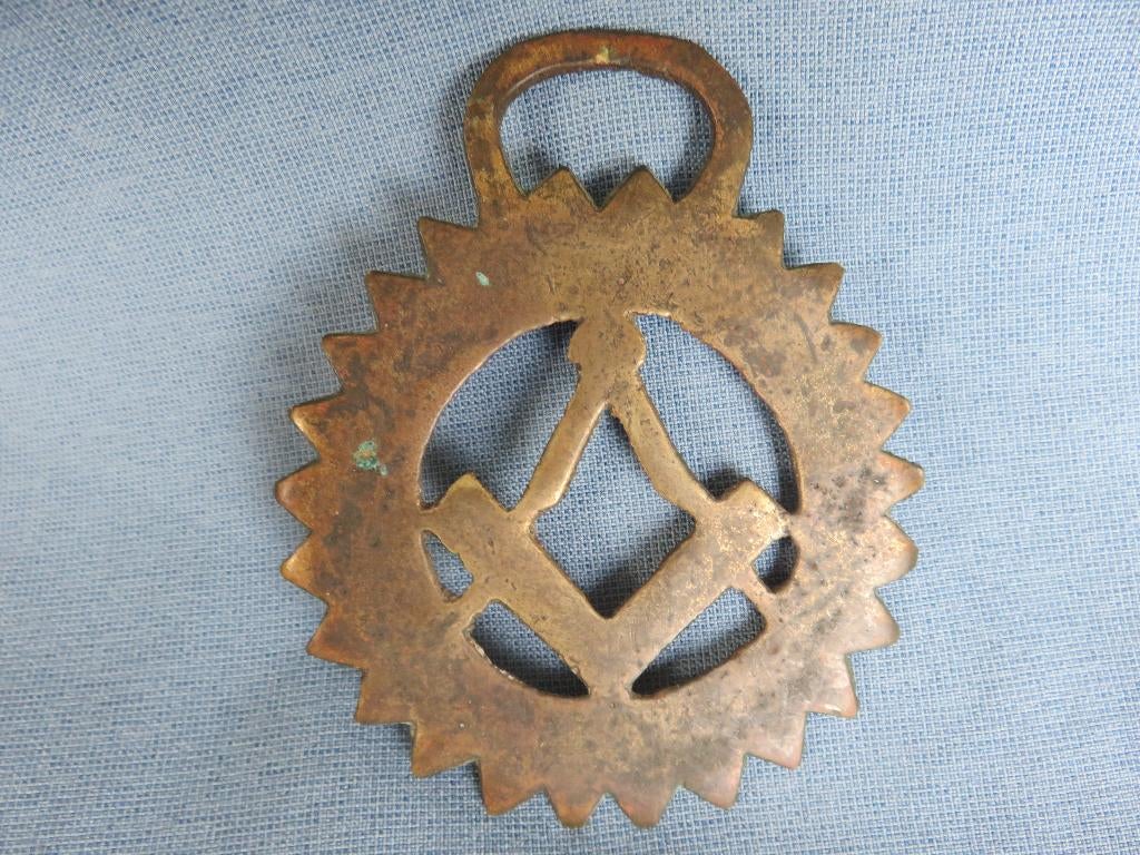 Antiek vrijmetselaar ornament in brons - 19e eeuw, Ophalen of Verzenden, Brons