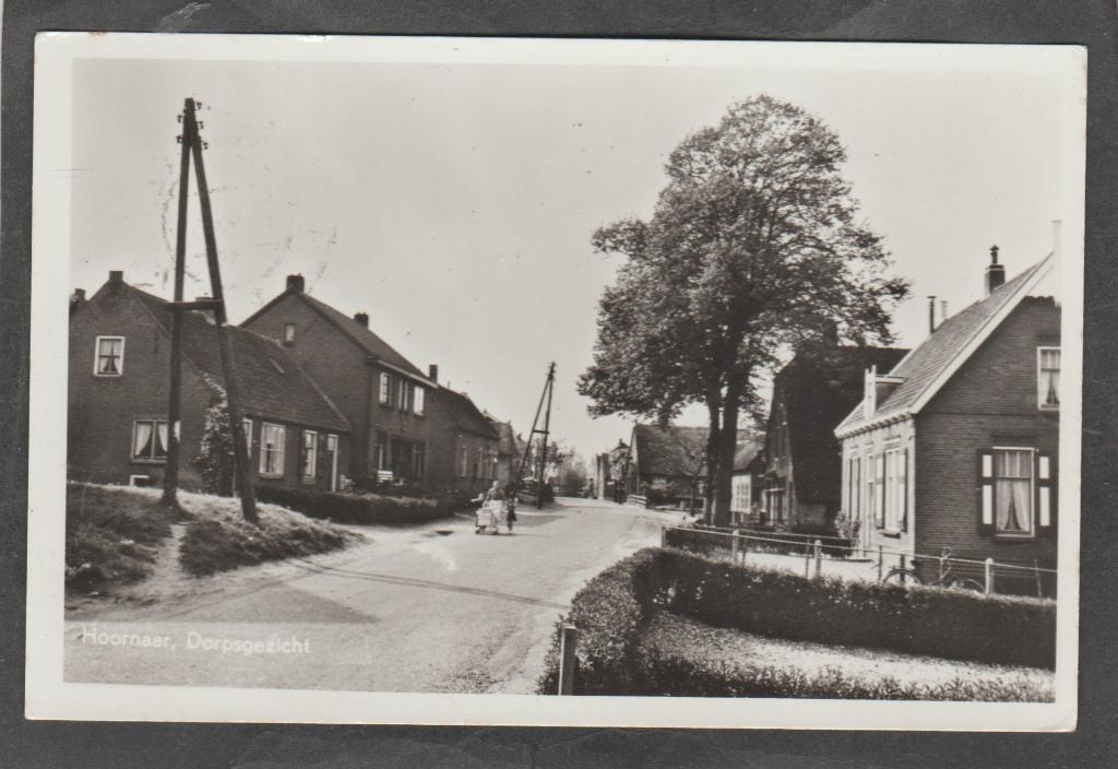 hoornaar  dorpsgezicht, Verzamelen, Ansichtkaarten | Nederland, Verzenden, 1940 tot 1960, Gelopen, Zuid-Holland