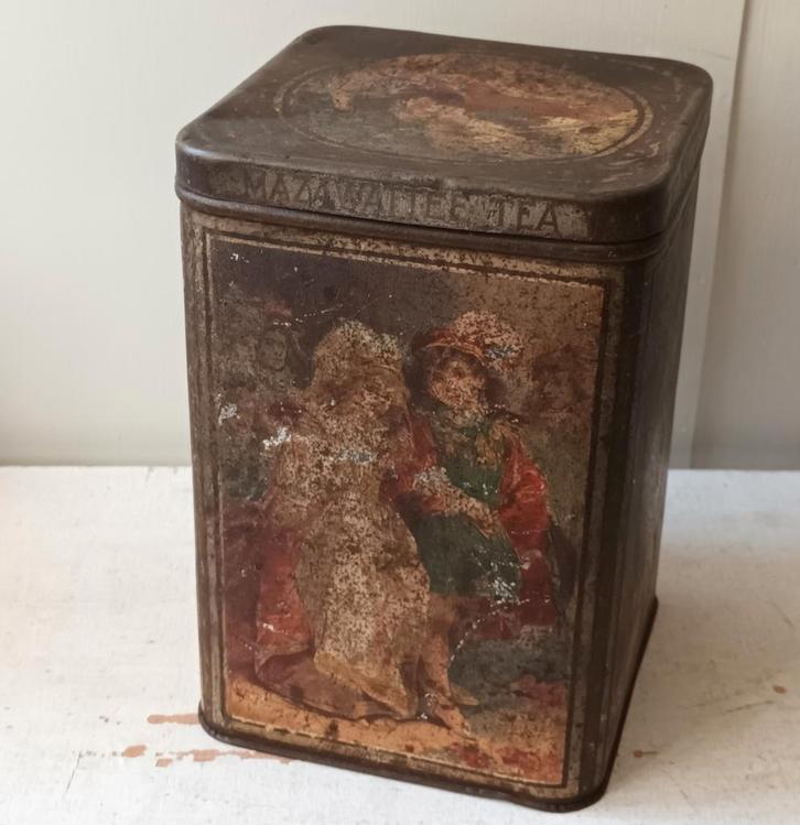 Antieke Mazawattee Thee Blik - Victoriaanse Stijl, Verzamelen, Blikken, Gebruikt, Thee, Overige merken, Ophalen of Verzenden