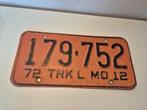 Oude USA Amerikaanse Missouri vrachtwagen kentekenplaat 1972, Ophalen of Verzenden, Gebruikt, Auto's