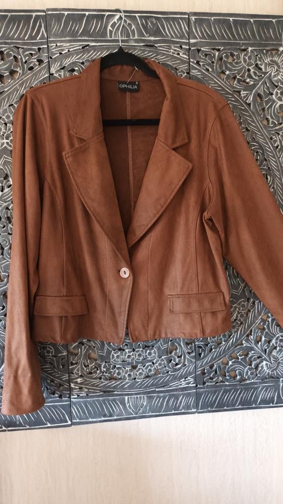 Prachtig lederlook jasje van Ophilia - Maat 3, Kleding | Dames, Bruin, Maat 42/44 (L), Ophalen of Verzenden, Zo goed als nieuw