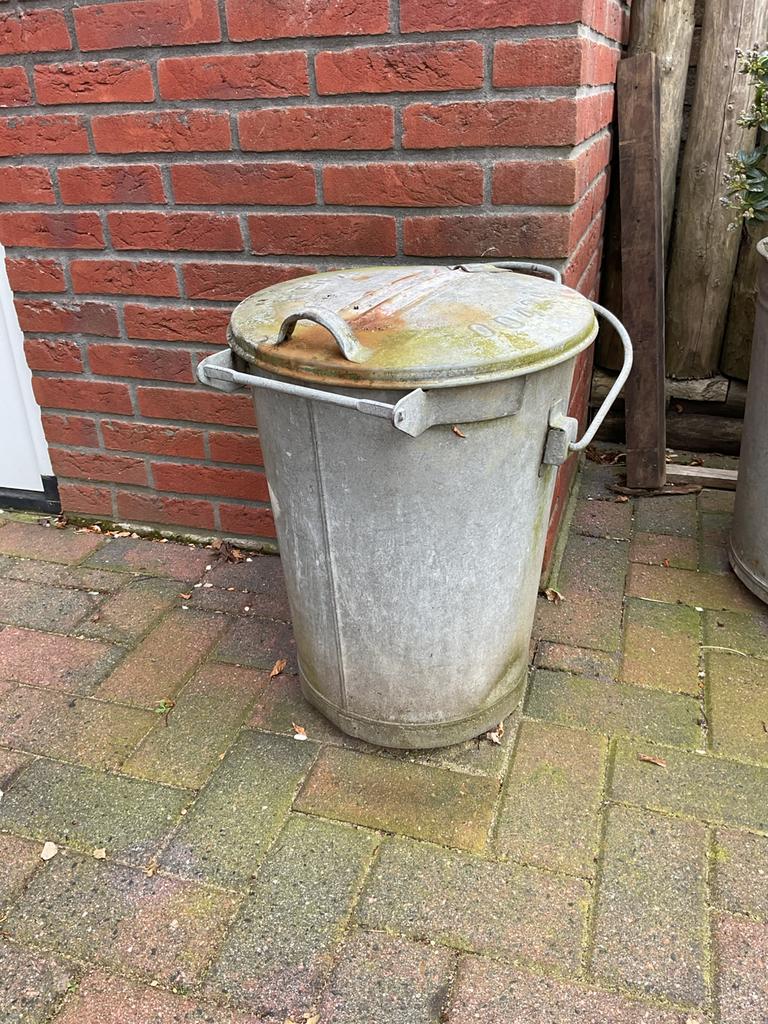 Zinken vuilnisemmer, Tuin en Terras, Ophalen, Gebruikt