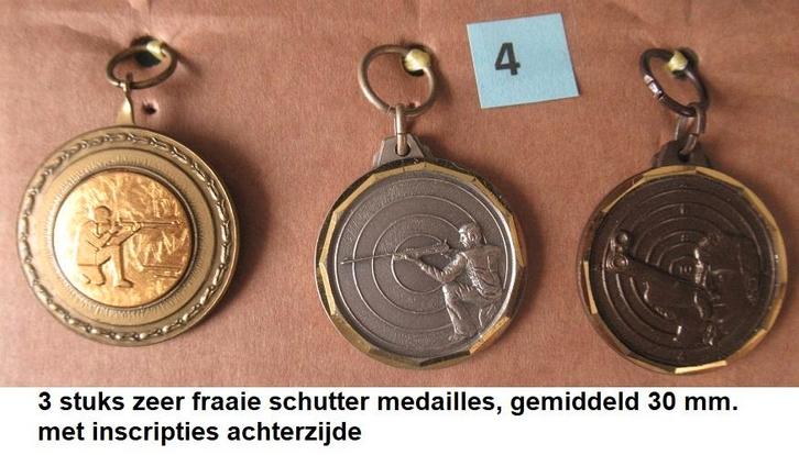 schietsport, mooie set van 3 stuks schutter medailles (4), Postzegels en Munten, Penningen en Medailles, Overige materialen, Nederland