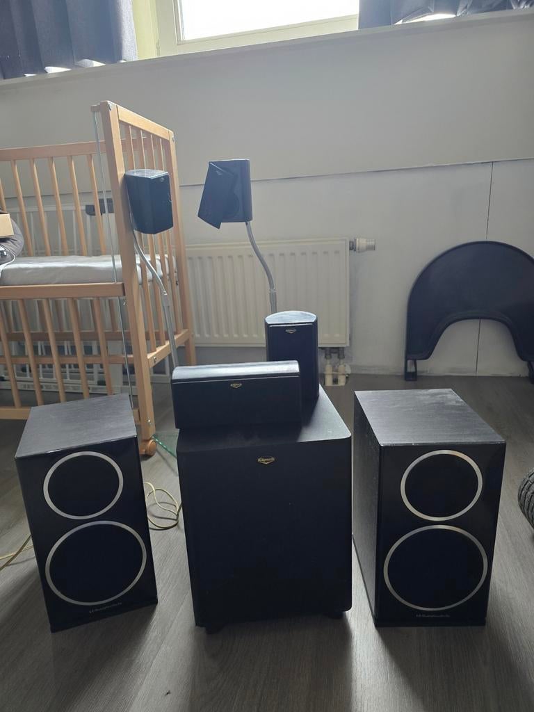5.1 speakerset/surroundset Klipsch + Wharfedale), Audio, Tv en Foto, Luidsprekers, Ophalen, Gebruikt, Front, Rear of Stereo speakers