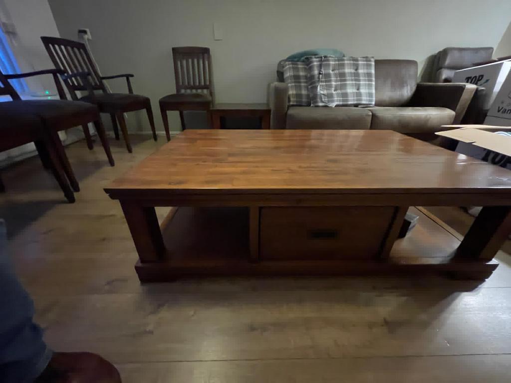 Salontafel teak, Ophalen, Gebruikt, 100 tot 150 cm, Teakhout