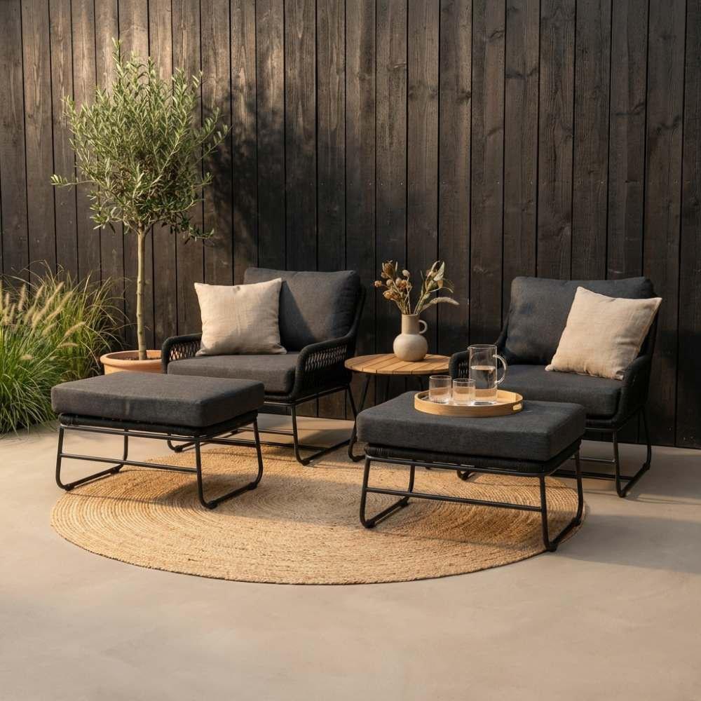 Tweepersoons loungeset zwart model Portofino, Tuin en Terras, Tuinsets en Loungesets, Overige materialen, Zo goed als nieuw, Loungeset