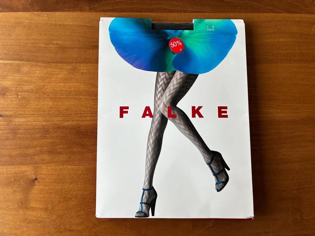 Falke panty grafisch zwart maat II M medium, Zwart, Nieuw, Maat 40/42 (M), Panty