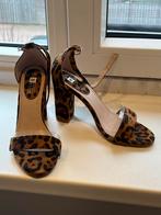 Luipaard print sandalen met hak maat 39, Ophalen of Verzenden, Zo goed als nieuw, Bruin, Sandalen of Muiltjes