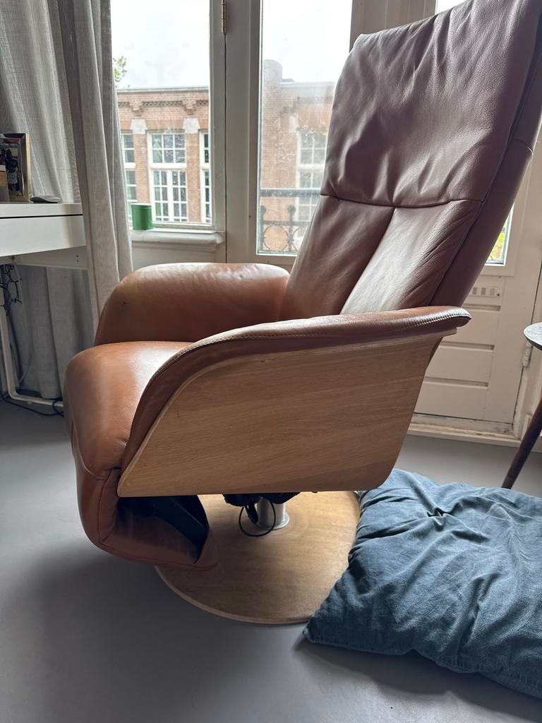 Goossens Relax Arm Chair Relaxfauteuil Bergen armleuningen, Ophalen of Verzenden, Gebruikt, Leer, 100 tot 125 cm