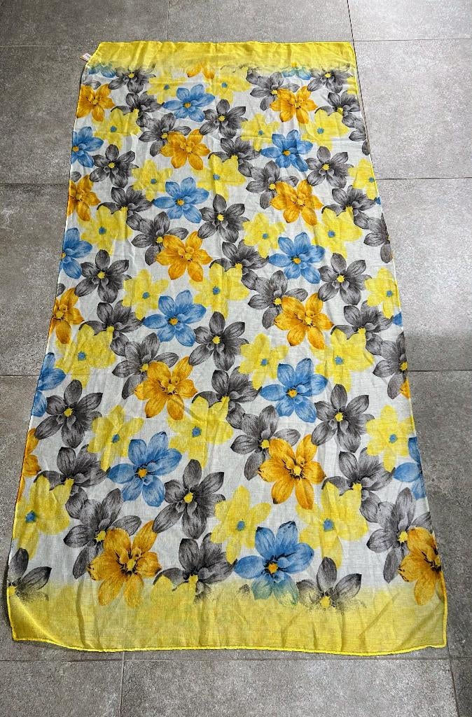 Gele foulard met bloemen, Kleding | Dames, Mutsen, Sjaals en Handschoenen, Ophalen of Verzenden, Nieuw, Sjaal