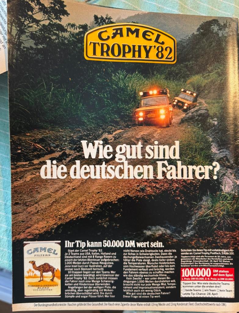 Advertentie 1982 Camel Trophy Papua Nieuw Guinea, Verzenden, Zo goed als nieuw, Auto's
