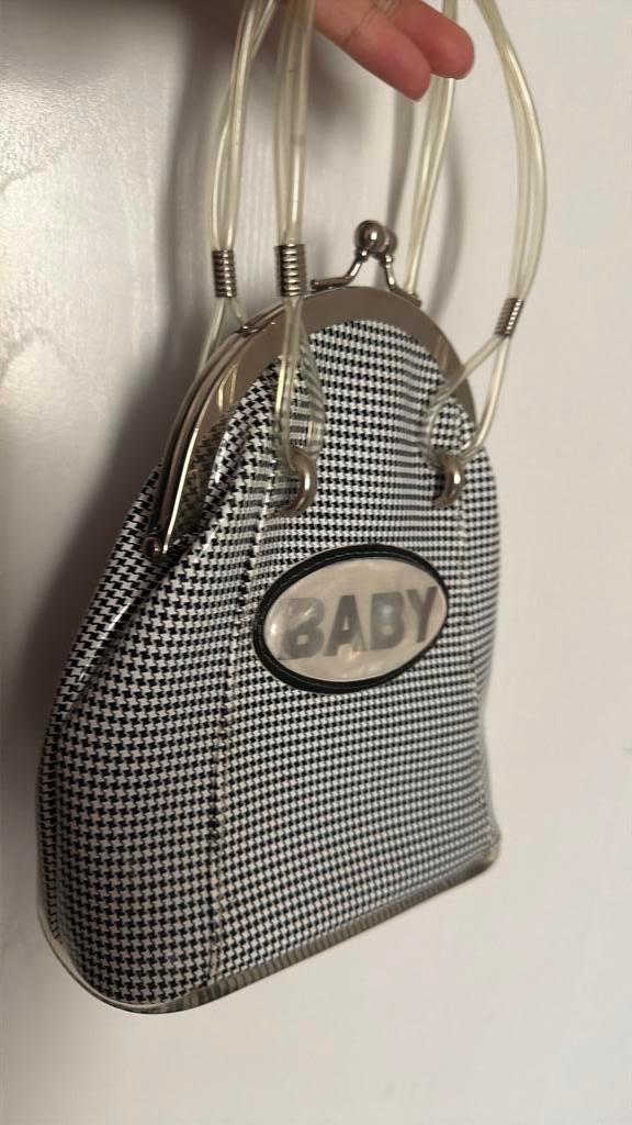 Tas baby vintage supermooi zgan leuk geruite zwart wit €300, Ophalen of Verzenden, Zo goed als nieuw, Roze, Handtas