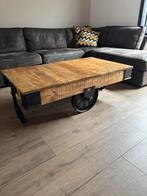 Industriële salontafel op wielen, Gebruikt, 100 tot 150 cm, Minder dan 50 cm, Rechthoekig