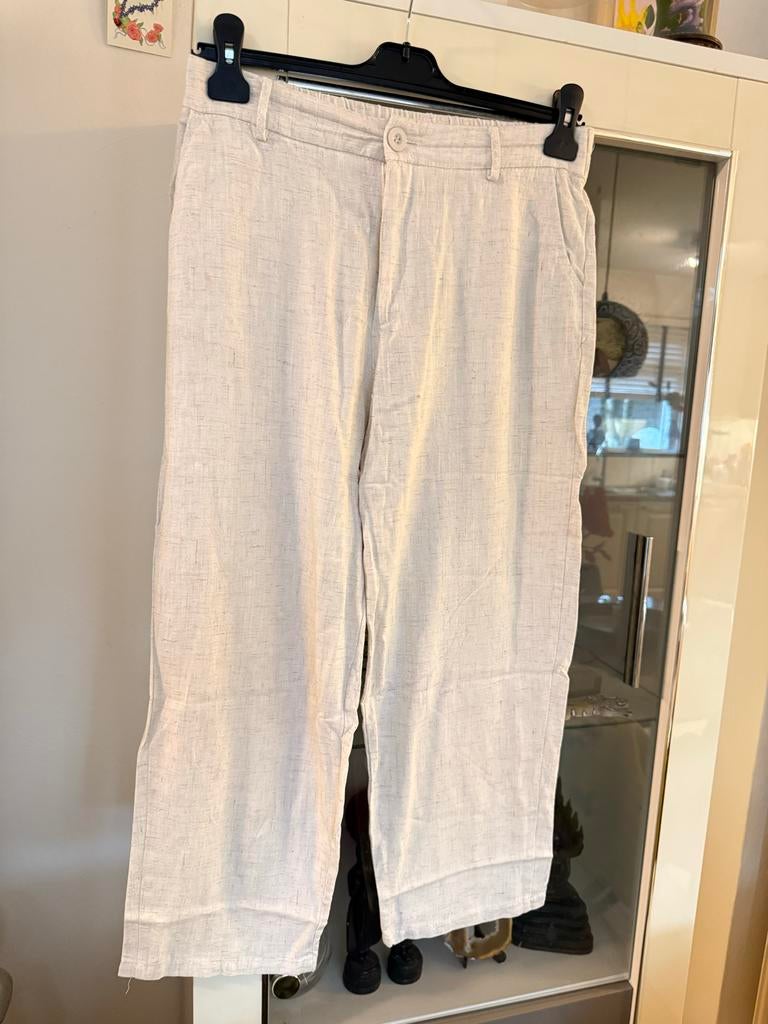 Lichte broek linnen maat Mia Me maat L, Maat 38/40 (M), Wit, Ophalen of Verzenden, Zo goed als nieuw