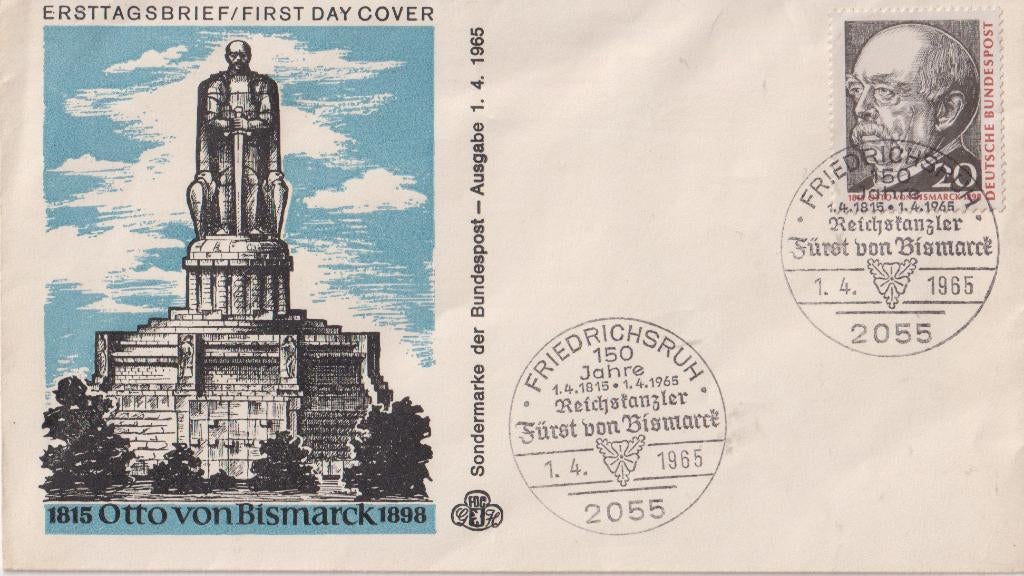 Duitsland 1965 V40 Standbeeld Otto von Bismarck, Postzegels en Munten, Verzenden, Onbeschreven, Rest van de wereld
