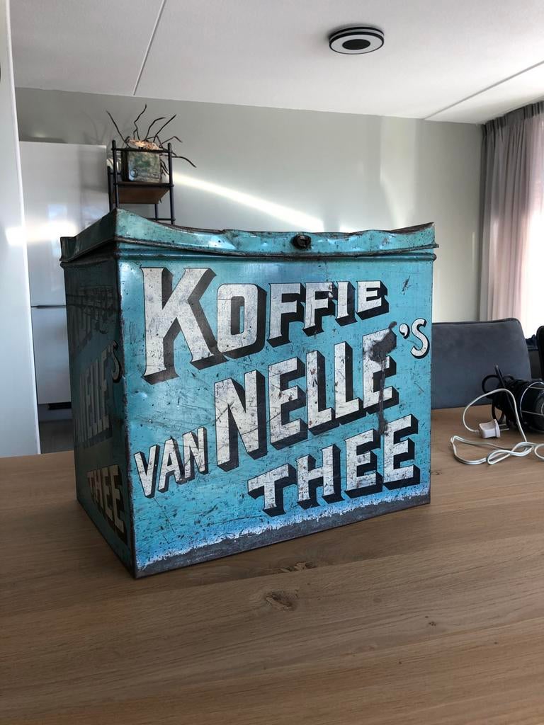 Vintage Van Nelle Winkelblik - Koffie en Thee Opslag, Ophalen, Gebruikt, Verpakking