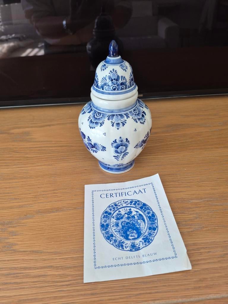 Delfts blauwe pot met deksel - 20 cm hoog, Antiek en Kunst, Ophalen of Verzenden