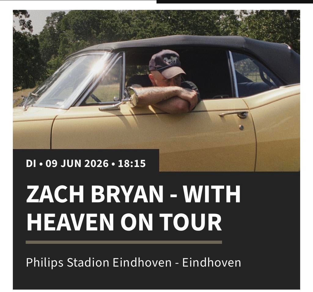 2 tickets Zach Bryan – With Heaven On Tour (Eindhoven), Twee personen, Juni