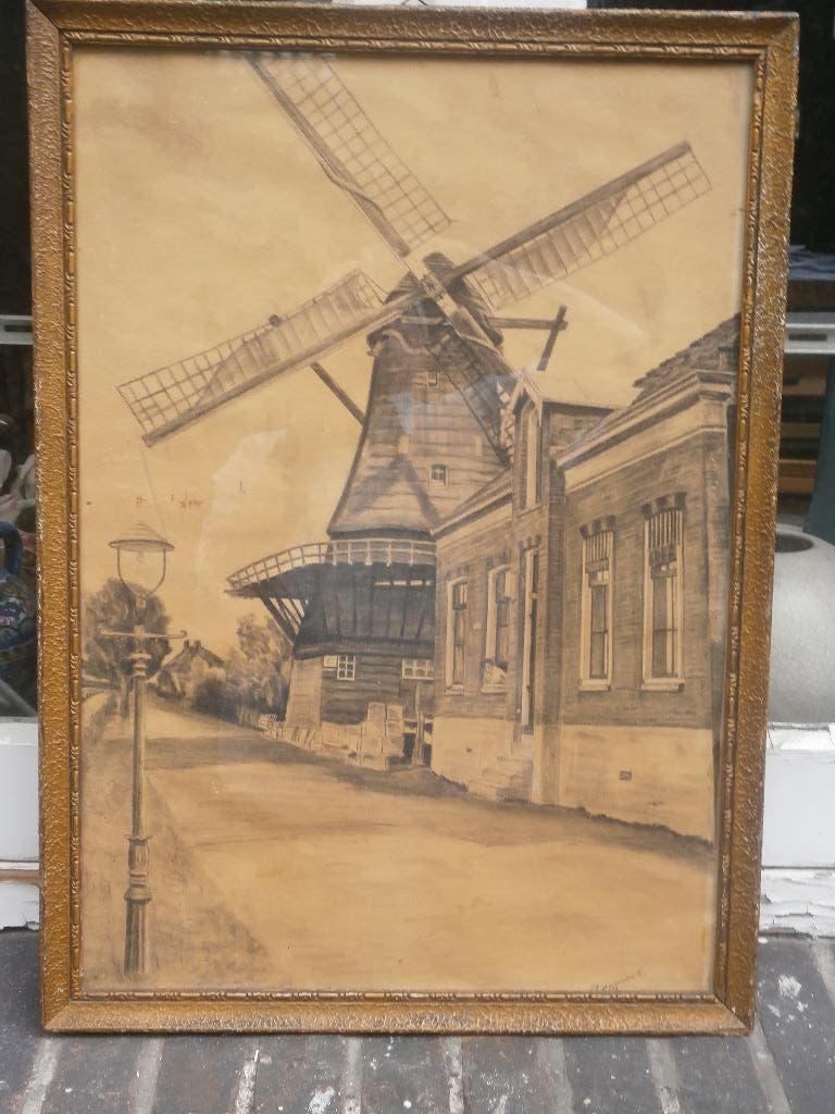 MOLEN "" De Hoop "" Rdam, Kralingen Tekening van Hoogerwaard, Antiek en Kunst, Ophalen of Verzenden